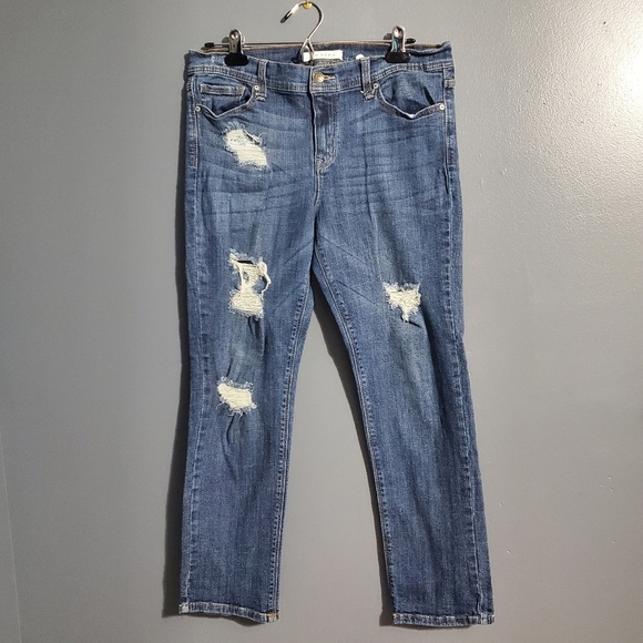 Eunina Sasha Low Rise Relaxed Skinny Crop Distressed Womens Jeans Size 15 - Picture 1 of 7